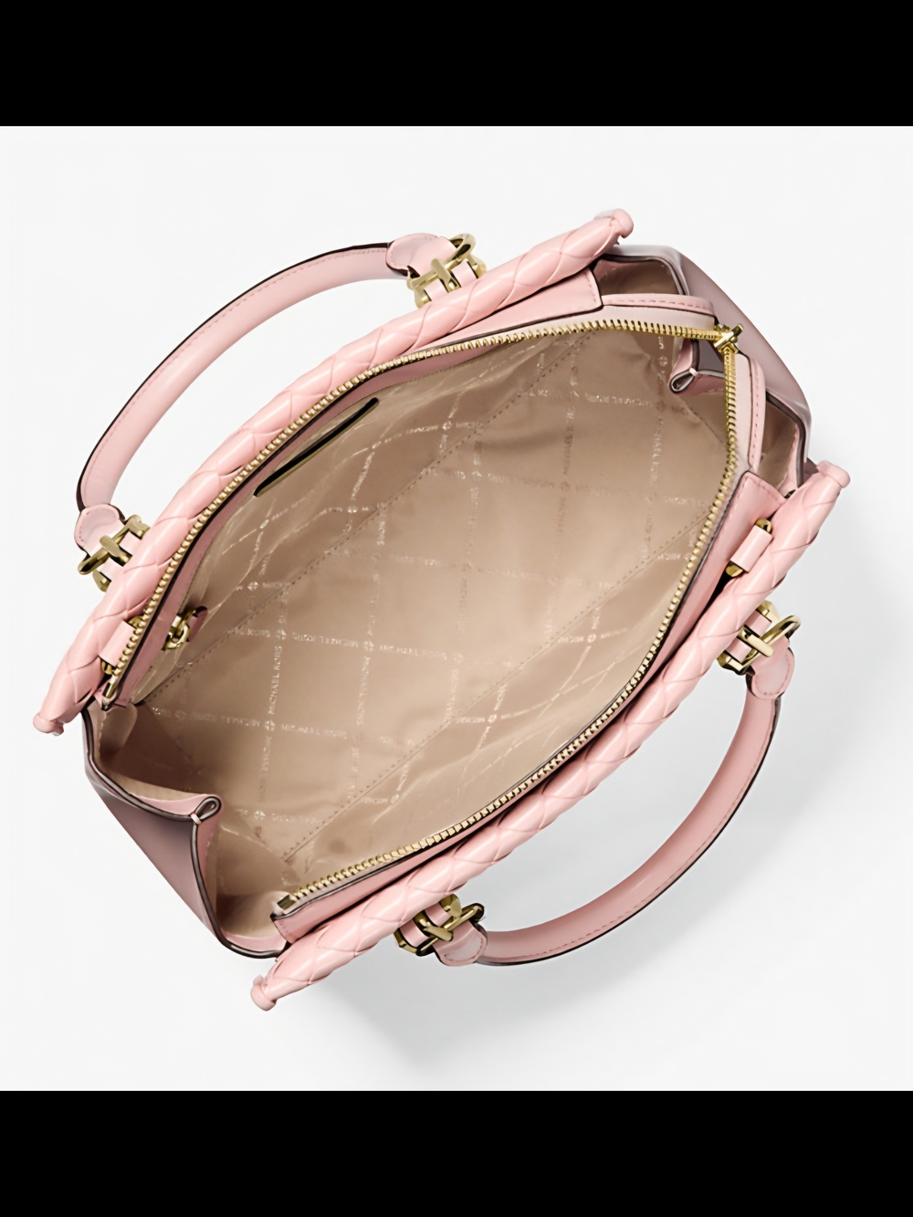Michael Kors Blush Pink Woven Leather Satchel - Picture 2 of 8